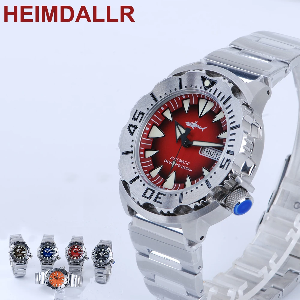 

Heimdallr Mechanical Watches Monster Automatic Watch Men PVD Steel Diver's Watch 200m C3 Super Luminous NH36A Sapphire Crystal