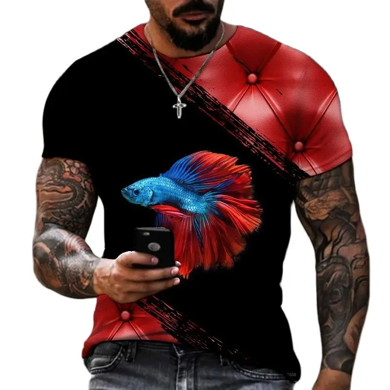 

Lucky Clothing Koi 3D Printed T-shirt Street Fashion Trend Top Comfortable Casual Clothing Lycra Cotton Material Summer New Top