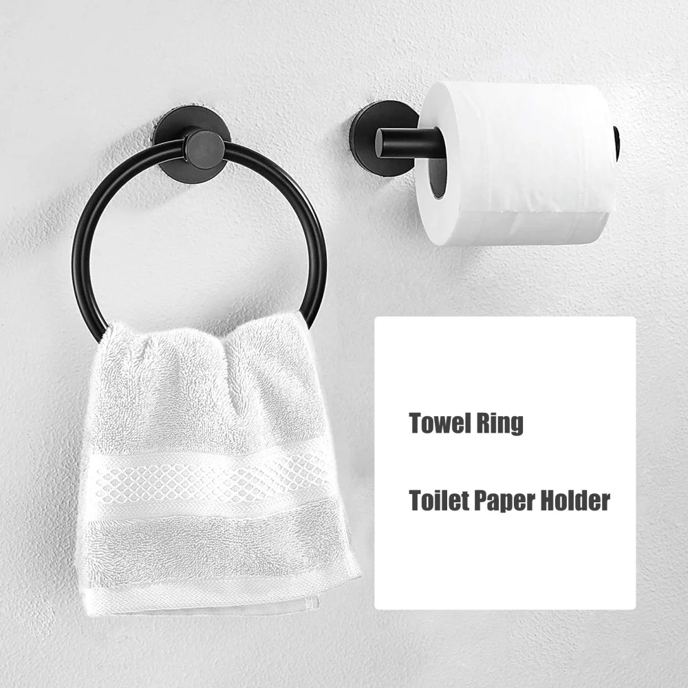 

2Pcs Multi-functional Bathroom Storage Rack Practical Towel Ring Towel Bar Set