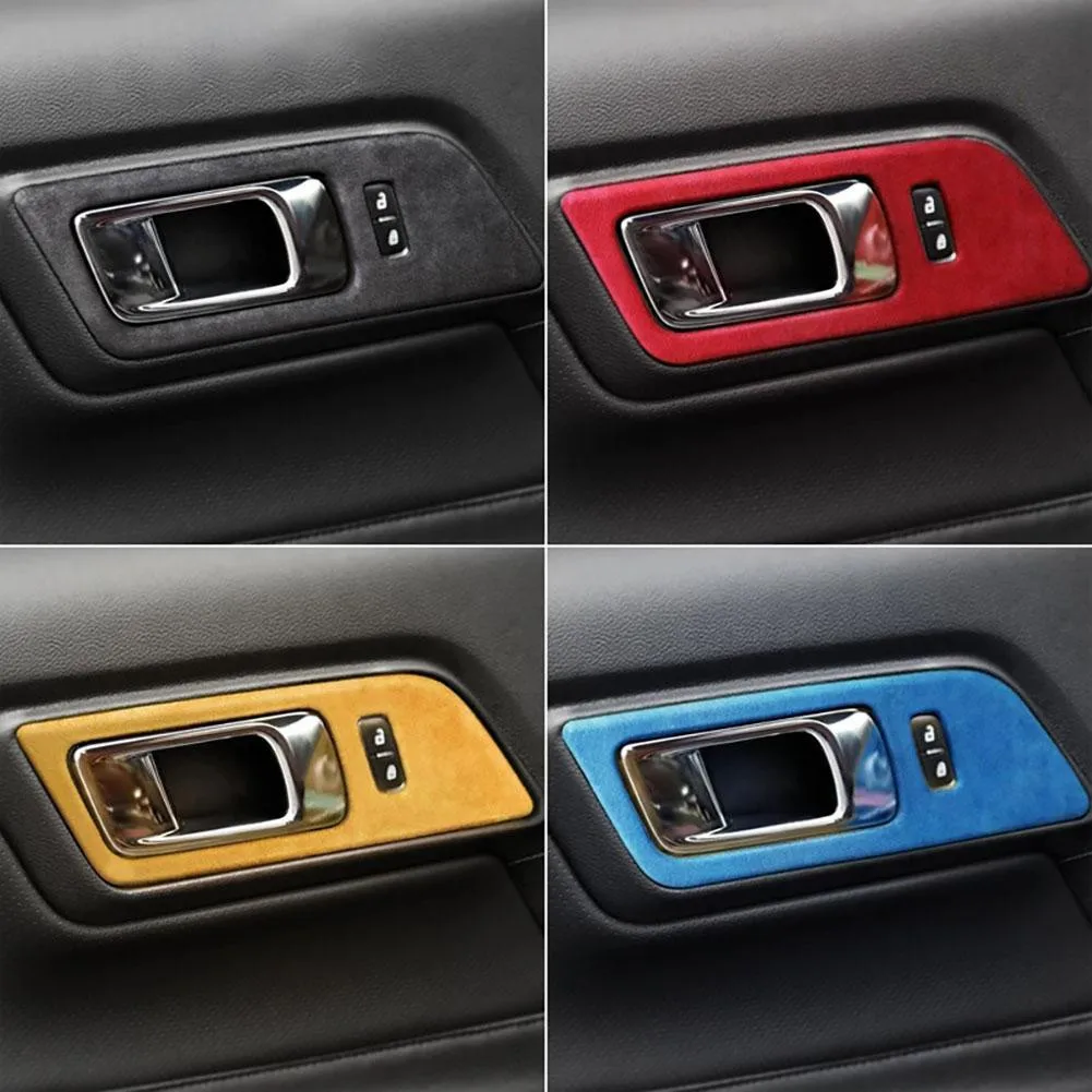 

2Pcs Alcantara Car Door Handle Switch Trim Cover For Ford Mustang 2015-2020 Door Handle Cover Trim Bezel