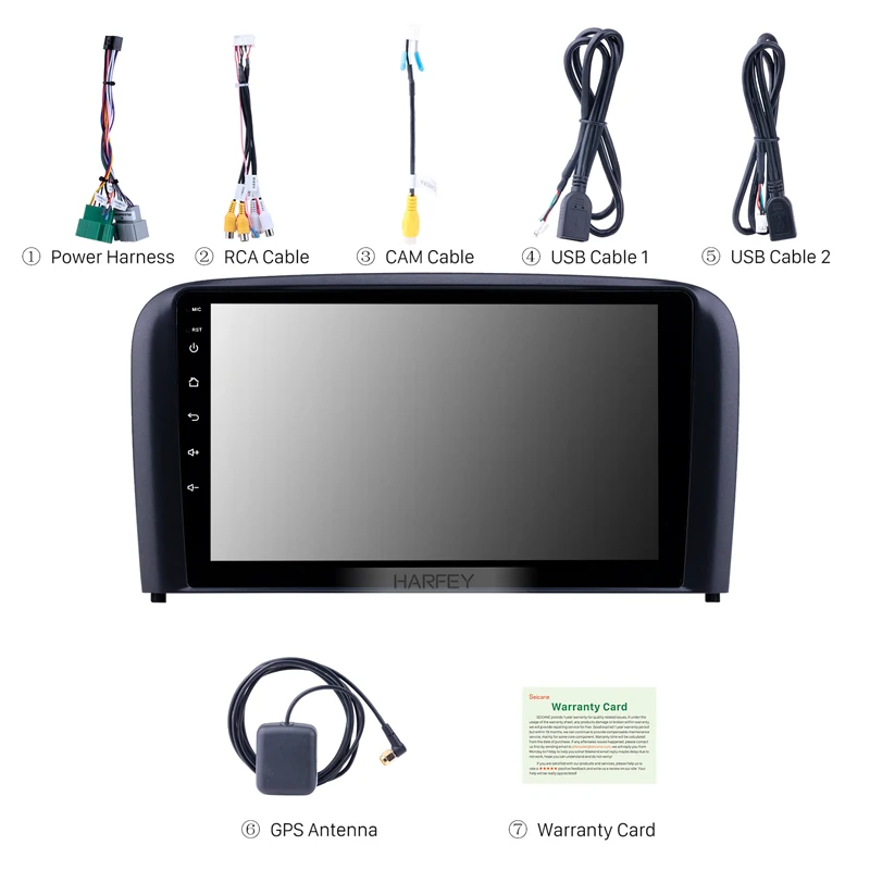 Автомагнитола Harfey 2DIN 9 дюймов стерео для Volvo S80 2004 2005 2006 GPS Navi USB AUX Android 8 1 поддержка