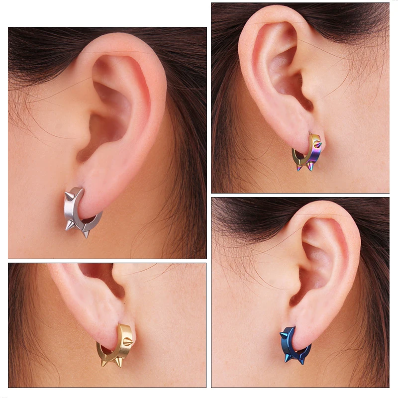 9 Стиль в стиле панк для мужчин и женщин серьги клипсы Заостренный носок Заклепки