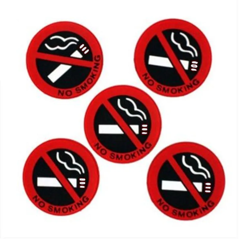 

5pcs/set Silica Gel Smoking Prohibited Ban Smoking Warning Stickers Logo No Smoking Car Stickers Eye-catching Red Rubber