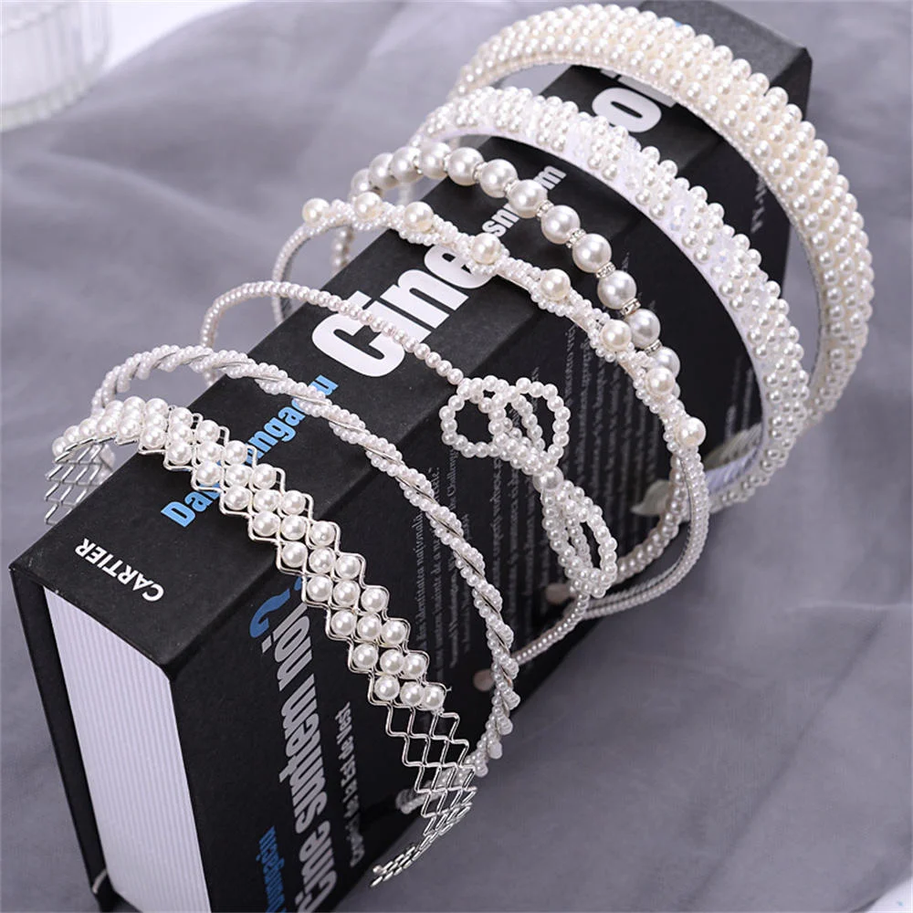 

Elegant Simple Pearl Headband Hair Band Fairy Temperament Hair Accessories Wide Fine Head Band For Women Female Girls