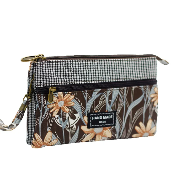 

HAPPIEST Women's Wristlets Bag Cotton Floral Printing Female Handbag Ladies Small Money Phone Pouch Purse Wallet for Girls Women