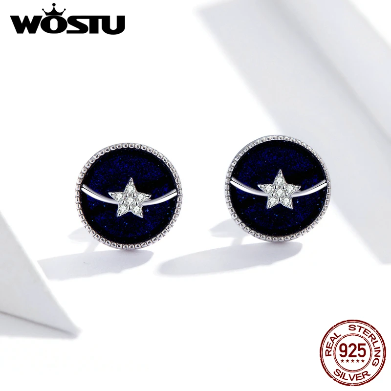 WOSTU серьги из настоящего серебра 925 пробы романтичные круглые гвоздики со