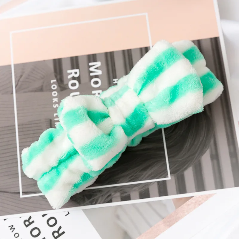 headband 06 Милая мягкая бархатная повязка на голову для девушек с бантом, в горошек, в полоску, повязка на голову для женщин, модная повязка на голову, аксессуары для волос - Цвет: headband 06