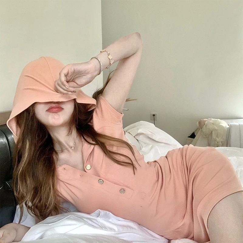 Модное летнее платье новинка 2021 повседневное ретро с капюшоном и коротким