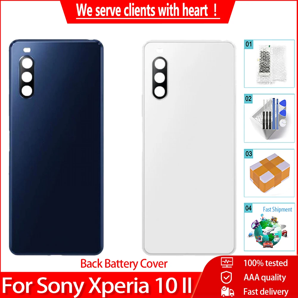 Оригинал для Sony Xperia 10 II XQ-AU51 задняя крышка аккумулятора стеклянный корпус с