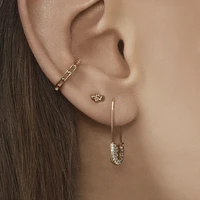 luxury funny gold paper clip rhinestone dangle earrings set for women designe crystal drop earrings fashion goth boho jewelry