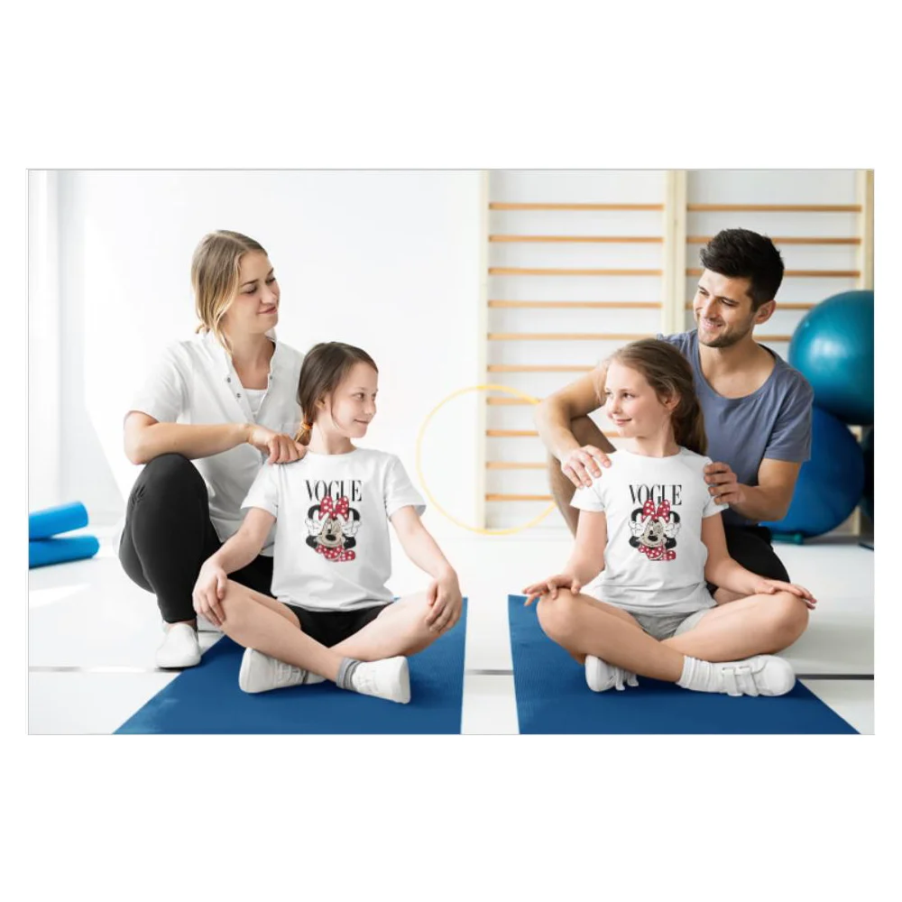 

Kawaii Baby Girl Clothes Playful Funny Minnie Mouse Print Summer Crewneck Top Cartoon Female Tee Shirt Mom and Daughter Tshirt