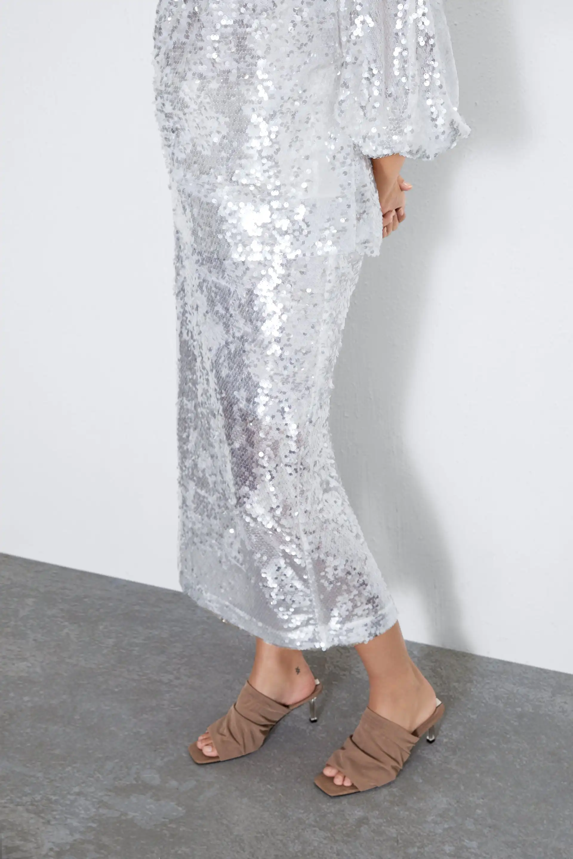 Женская юбка карандаш с блестками короткая облегающая вечерняя прямая Клубная