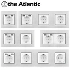 Белая настенная розетка из алюминиевого сплава с европейской вилкой, домашняя электрическая розетка, зарядка через USB, одиночная, двойная, тройная, тройная, квадратная, Испания