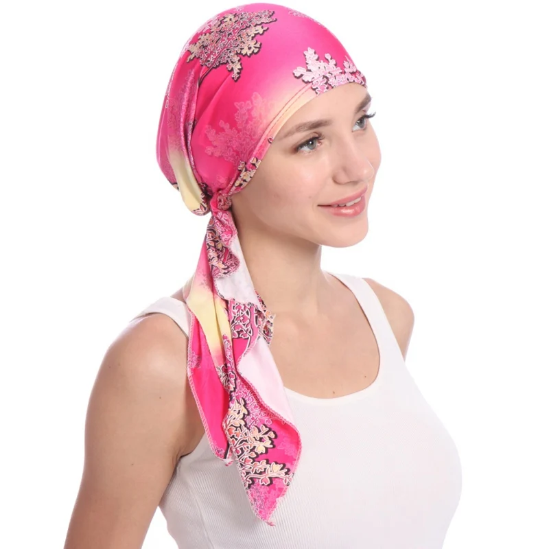 Мусульманская шапка под хиджаб стрейч цветочный шифон chemo шапки индийский