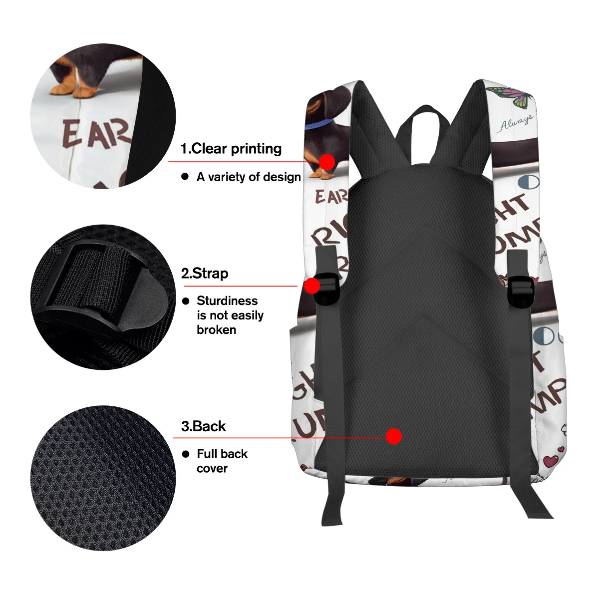 Такса цветок любовь покер компас рюкзак для женщин и мужчин мульти карман