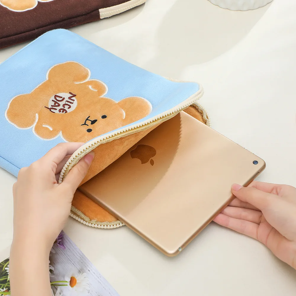 Tablet Case Bag Korea Cute Bear For Mac Apple Laptop Bag Female Student Bag 10.5 11 inch Liner Bag iPad Air 4 Protective Cover images - 6