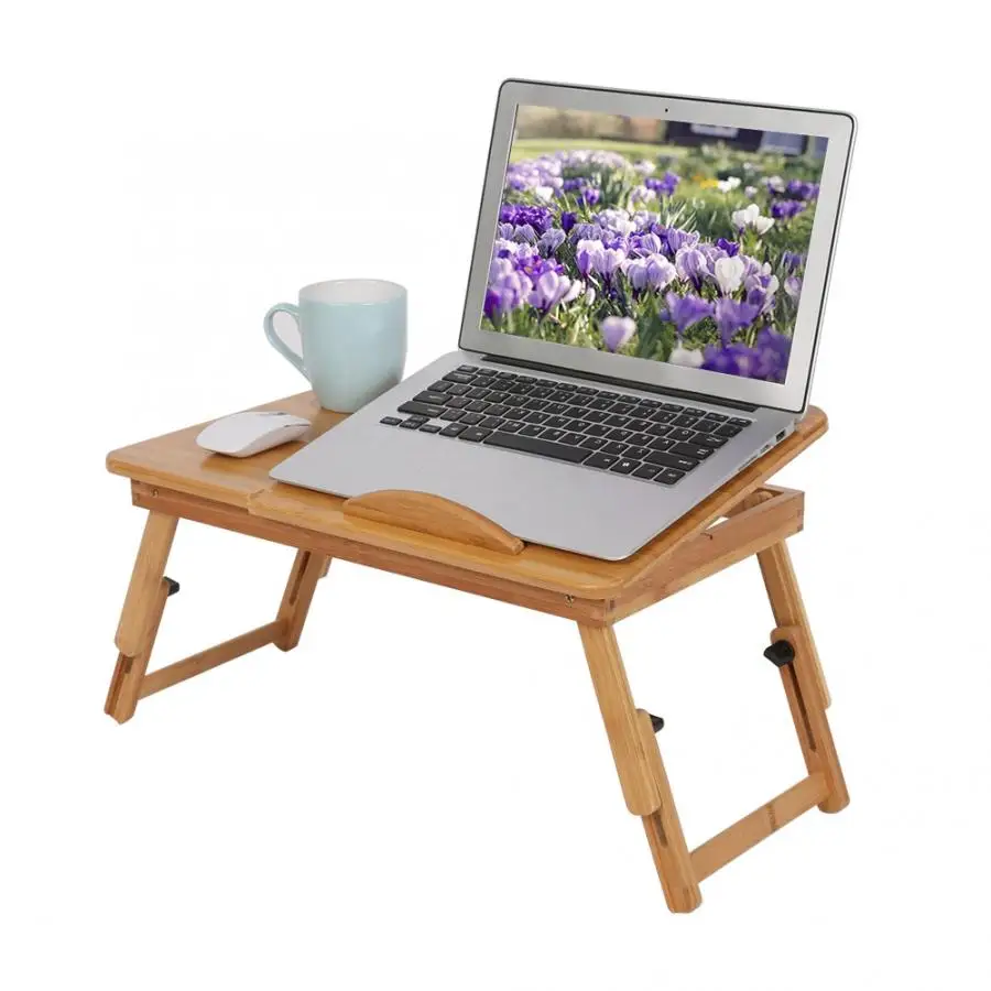 

1Pc Computer Table Adjustable Bamboo Rack Shelf Dormitory Bed Lap Desk Portable Book Reading Tray Stand Computer Desk