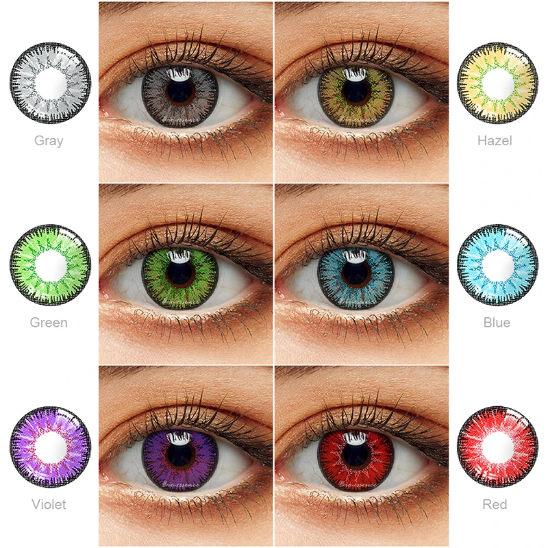 1 Pair Yearly Color Contact Lenses for eyes Beauty Makeup Pupil For Big Eyes lens Blue Brown Purple Cosmetic Lenses for Cosplay