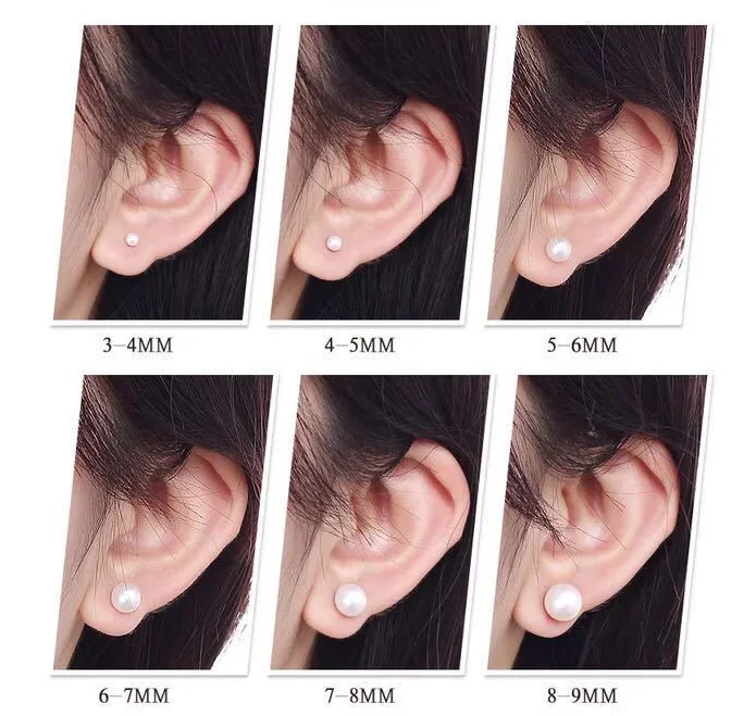 Женские серьги кольца с жемчугом 4/6/8 мм|Серьги-кольца| |