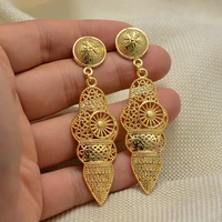 annayoyo gold color earrings for womengirls with rund ballarab african jewelry gold color pendientes wedding gifts