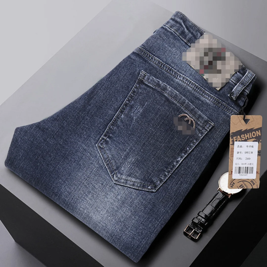 

Fashion Men's Jeans Autumn and Winter Classic Male Slim Fit Denim Pants Casual Stretch Thick Cotton Cowboy Trousers