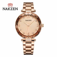 nakzen top luxury quartz women watches stainless steel wristwatch fashion life waterproof clock gifts for women relogio feminino