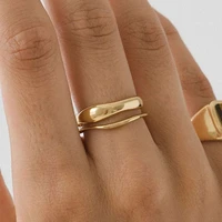 stainless steel rings for women france simple gold plated wave pattern twisted creative design bride jewelry gifts