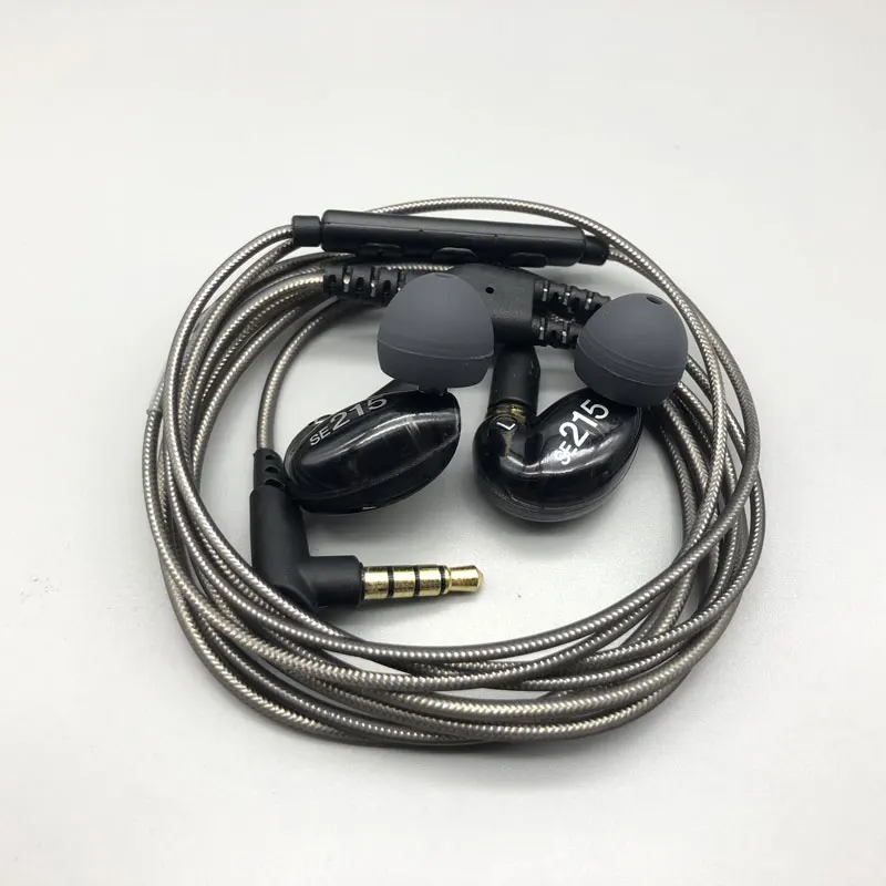 black with mic DIY MMCX SE215 гарнитура Hi-Fi стерео наушники-вкладыши шумоподавление бас наушники MMCX для Shure для IPhone Xiaomi samsung - Цвет: black with mic
