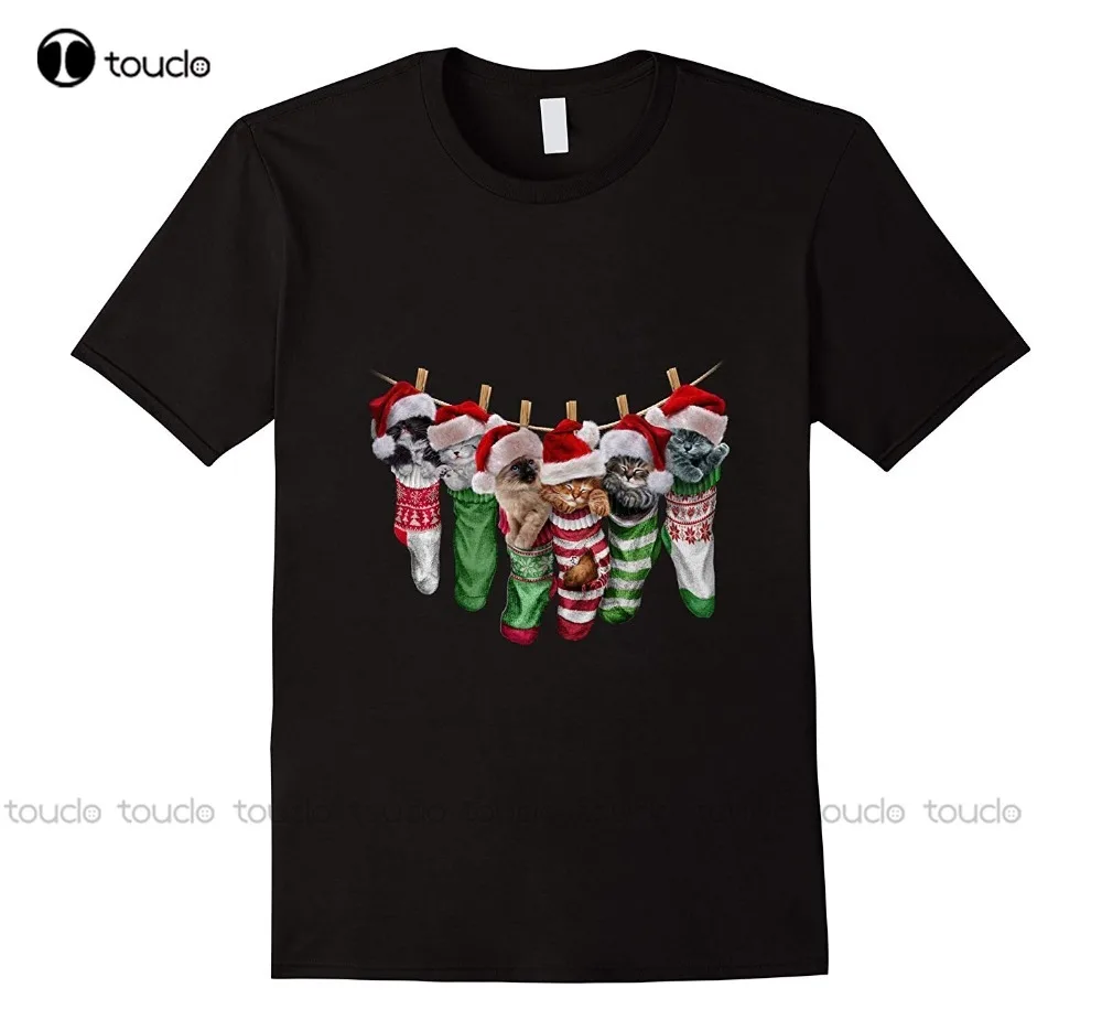 

New Mens T-Shirt T-Shirt, Cute Sleepy Santa Kittens In Christmas Socks, Cat Hip Hop Street T-Shirt Unisex