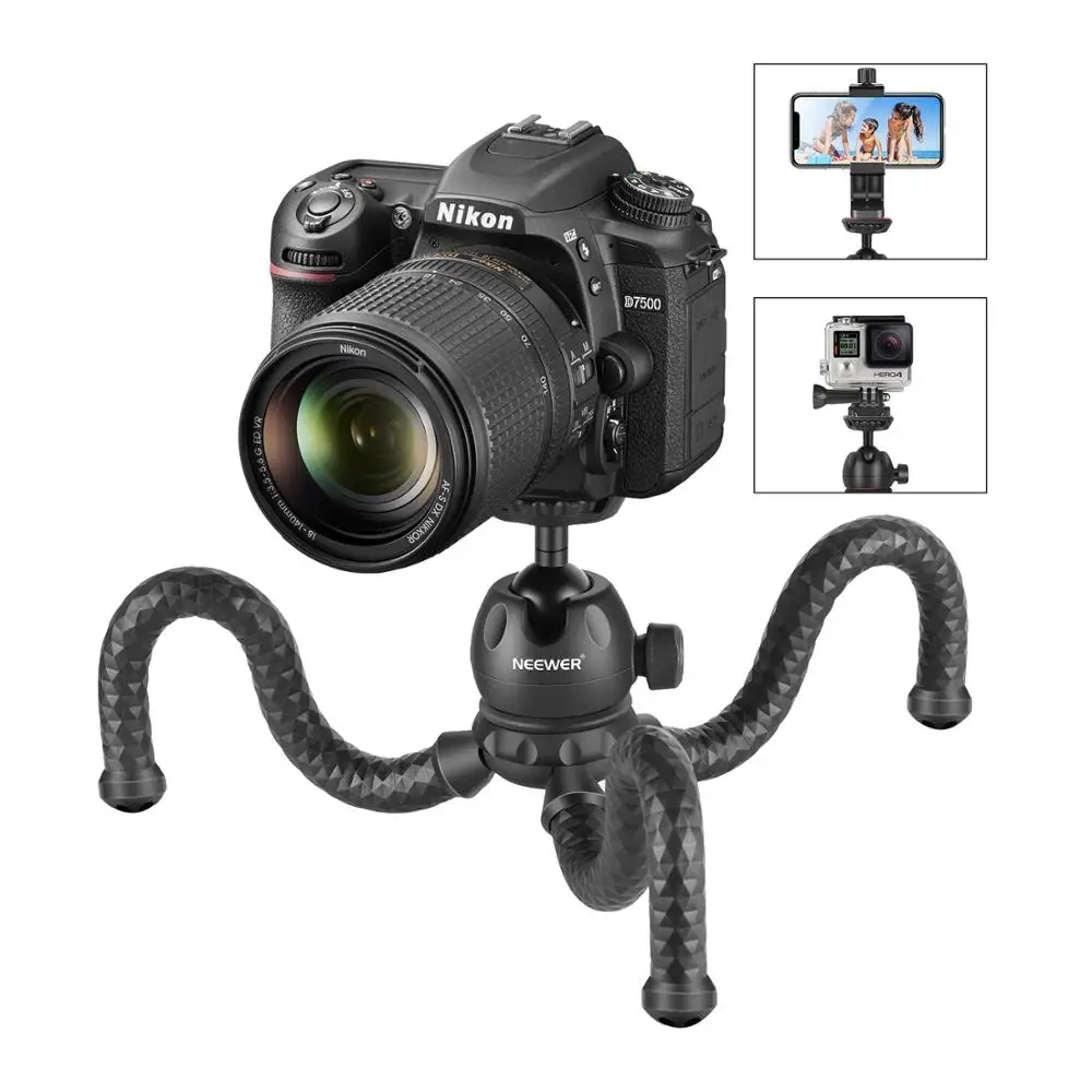 

Neewer 12 inches Flexible Tripod with 1/4-inch Screw Mount and Ball-Head 360 Degree Rotatable Phone Clip for iPhone Samsung