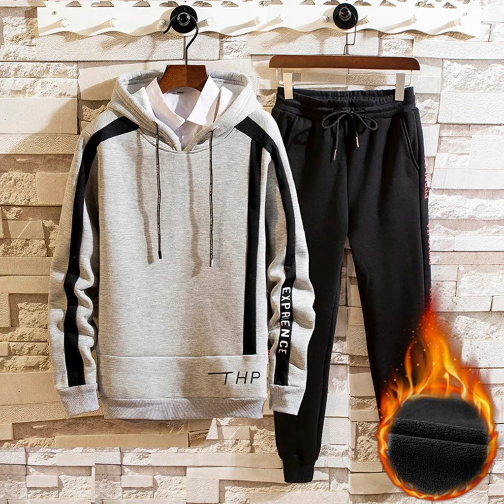 Мужская Осенняя толстовка на молнии с принтом топ капюшоном и штаны спортивный
