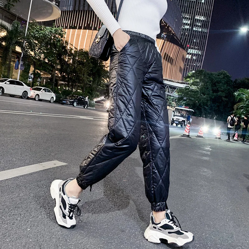 

Wenfly Women Elastic Waist Korean Cotton Winter Pants Streetwear Casual Loose Oversized Female Thick Warm Pants Trousers