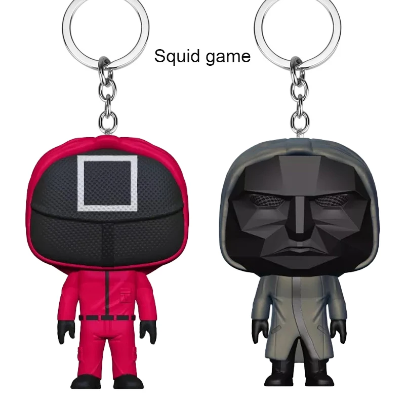 

Squid Game Sticker Figures Mask Keychain Charms Accessories Round Six Cosplay Keychains for Ladies Men Kids Key Chain Toys Gifts