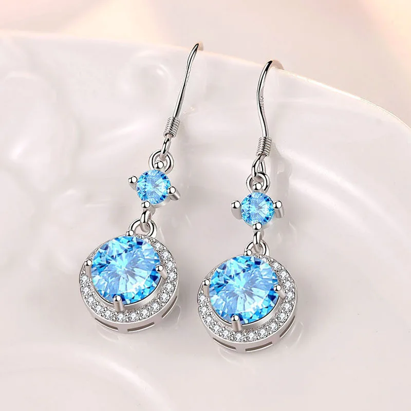 

Trendy Drop Earrings Silver 925 Jewelry with Zircon Gemstone Earrings Accessories for Women Wedding Party Promise Gift Wholesale