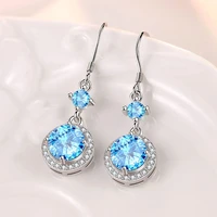 trendy drop earrings silver 925 jewelry with zircon gemstone earrings accessories for women wedding party promise gift wholesale