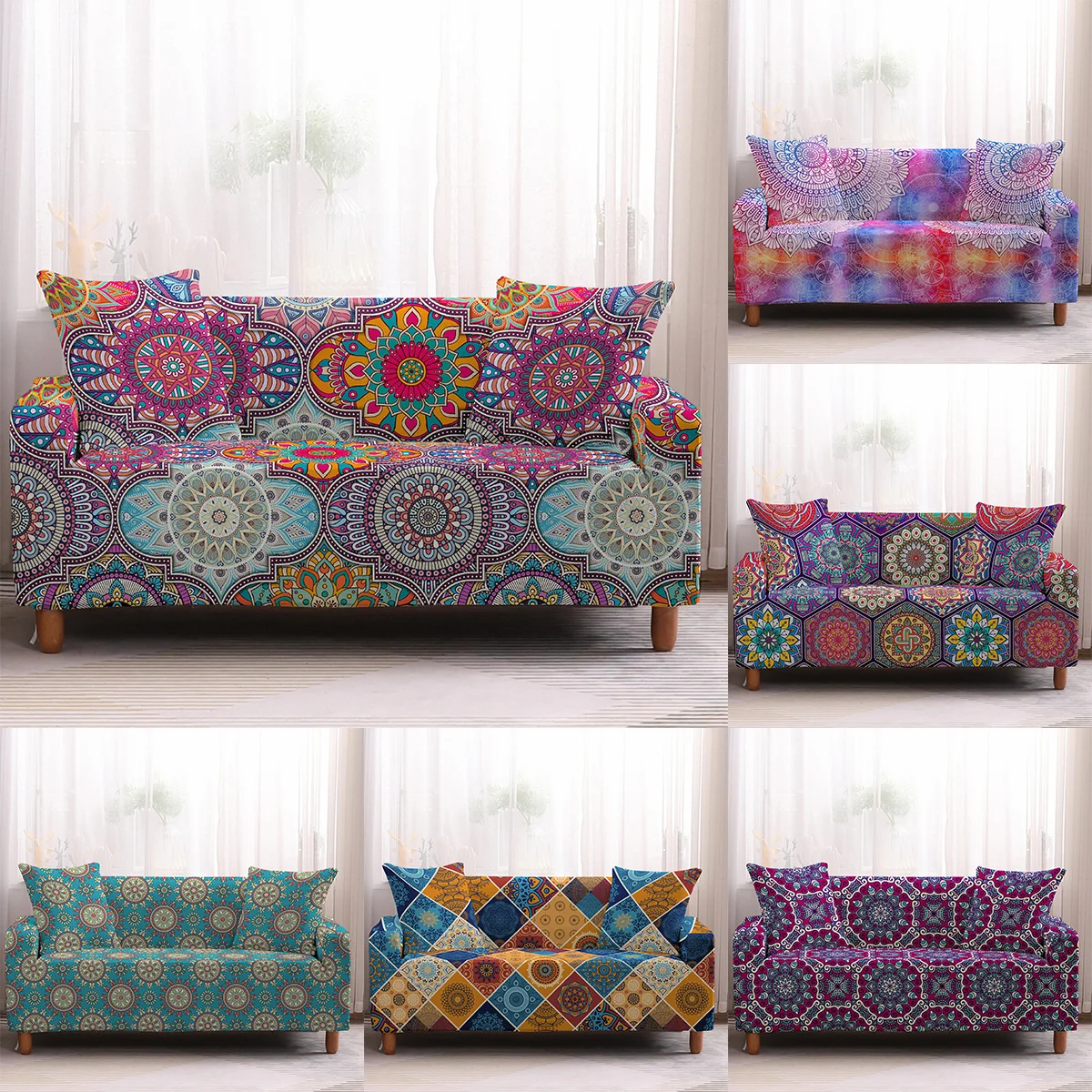 

Bohemia Slipcovers Sofa Cover Mandala Pattern Sofa covers Sofa Towel Living Room Furniture Protective Armchair Couches Sofa