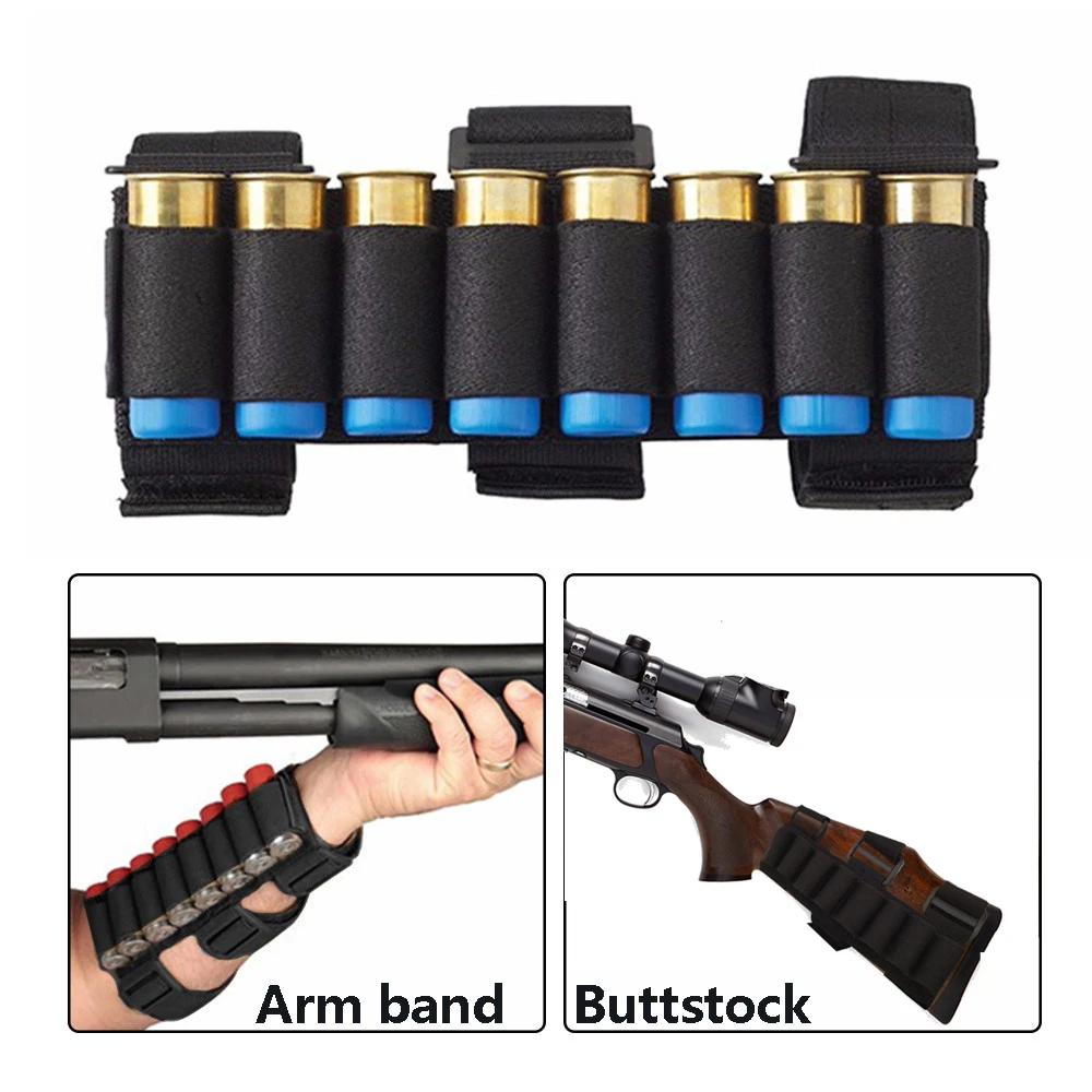 

Tactical 8 Rounds 12/20GA Shotgun Ammo Carrier Pouch Buttstock Detachable Arm Band for Airsoft Rifle Bullet Shell Holder