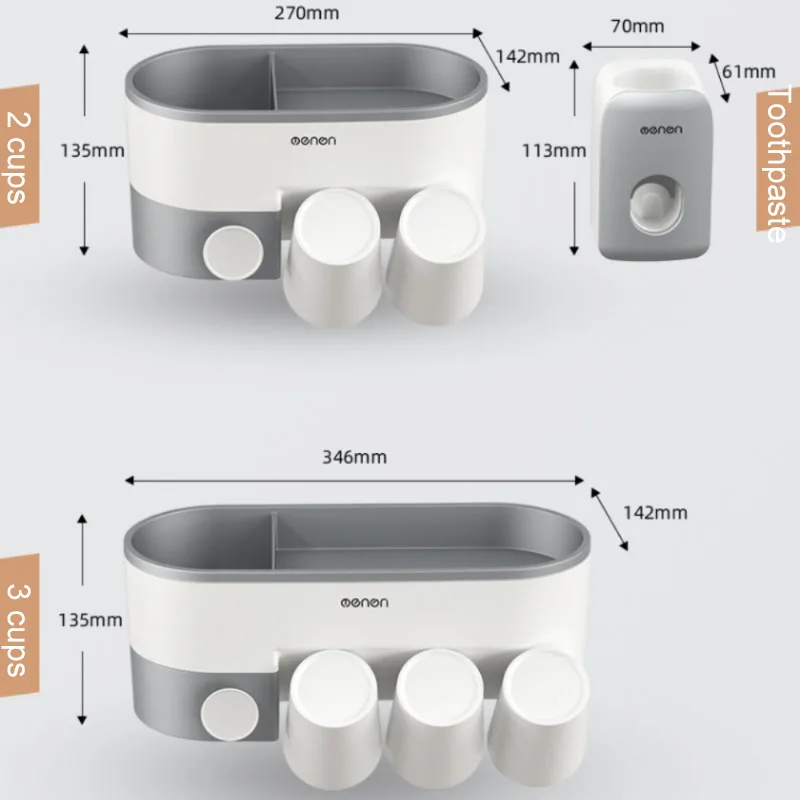

New Toothbrush Holder Toothpaste Device With Cup Wall-Mounted For Toiletries Cosmetic Storage Bathroom Accessories Set