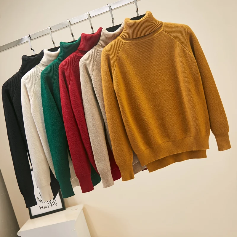 Женский свитер GIGOGOU мягкий Трикотажный Свитер оверсайз с высоким воротом на