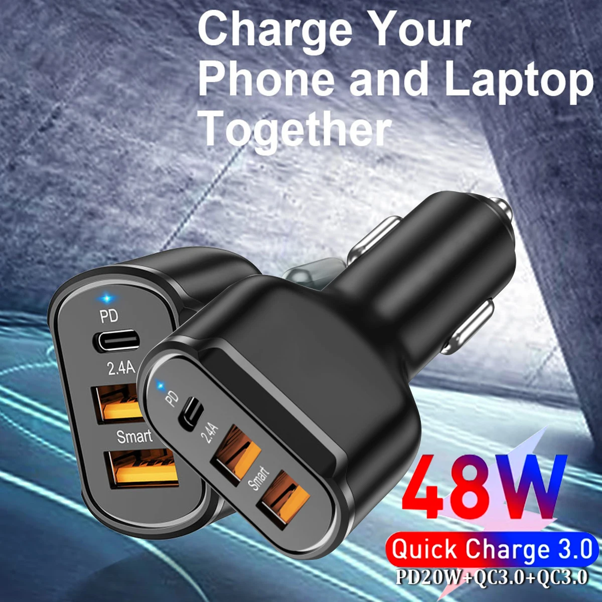 Автомобильное зарядное устройство PPS PD QC 3 USB металлическое быстрое для iPhone 12 Xiaomi