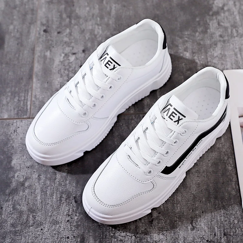Women Sneakers White All Match Basic Style 35-40 Leather Shoes Casual Girls Flat Heel Spring Summer Must Have Trainers | Обувь