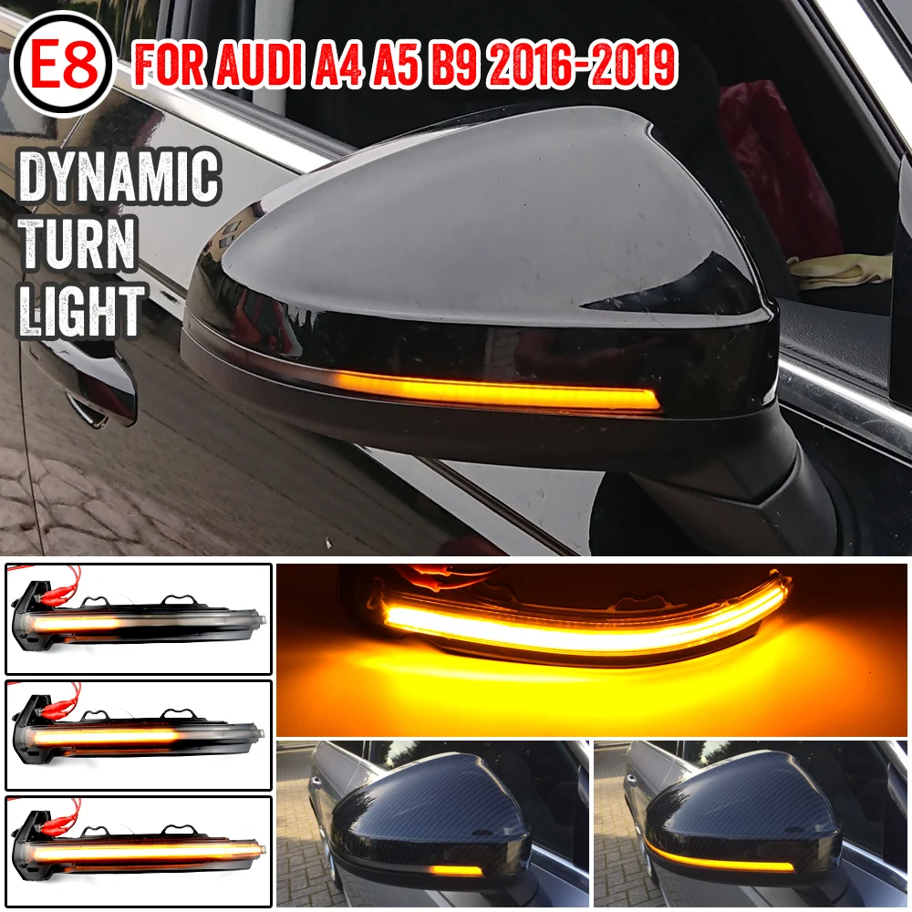 

For Audi A4 S4 RS4 B9 2016-2019 A5 S5 RS5 Dynamic Turn Signal LED Light Side Wing Rearview Mirror Indicator Sequential Blinker