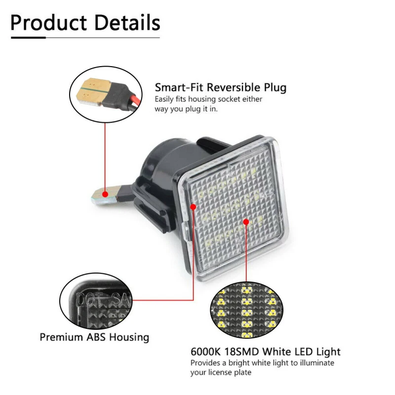 

18 SMD LED No Errors License Plate Lamp Lights For 2016-2019 TOYOTA TACOMA 14-19 12V White License Plate Light Lamp X 2