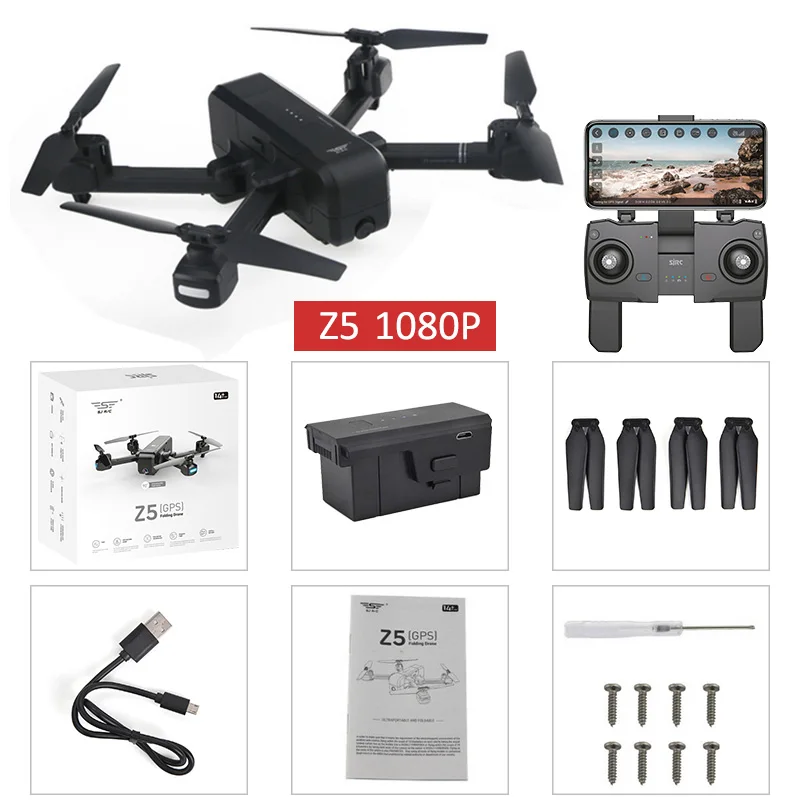 Black 1080p 2.4G 1B SJRC Z5 5G Wifi FPV With 1080P Camera Double GPS Dynamic Follow RC Drone Quadcopter - Цвет: Black 1080p 2.4G 1B