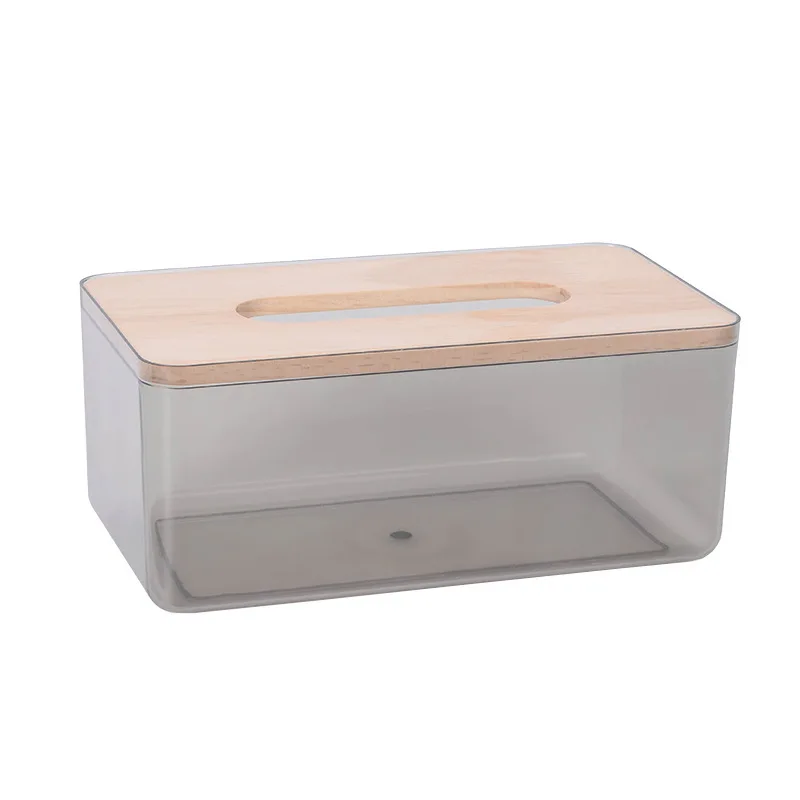 

2022NEW Large Napkin Storage Box Bedroom Napkin Storage Box With Bamboo Cover Tissue Holder Transparent Container