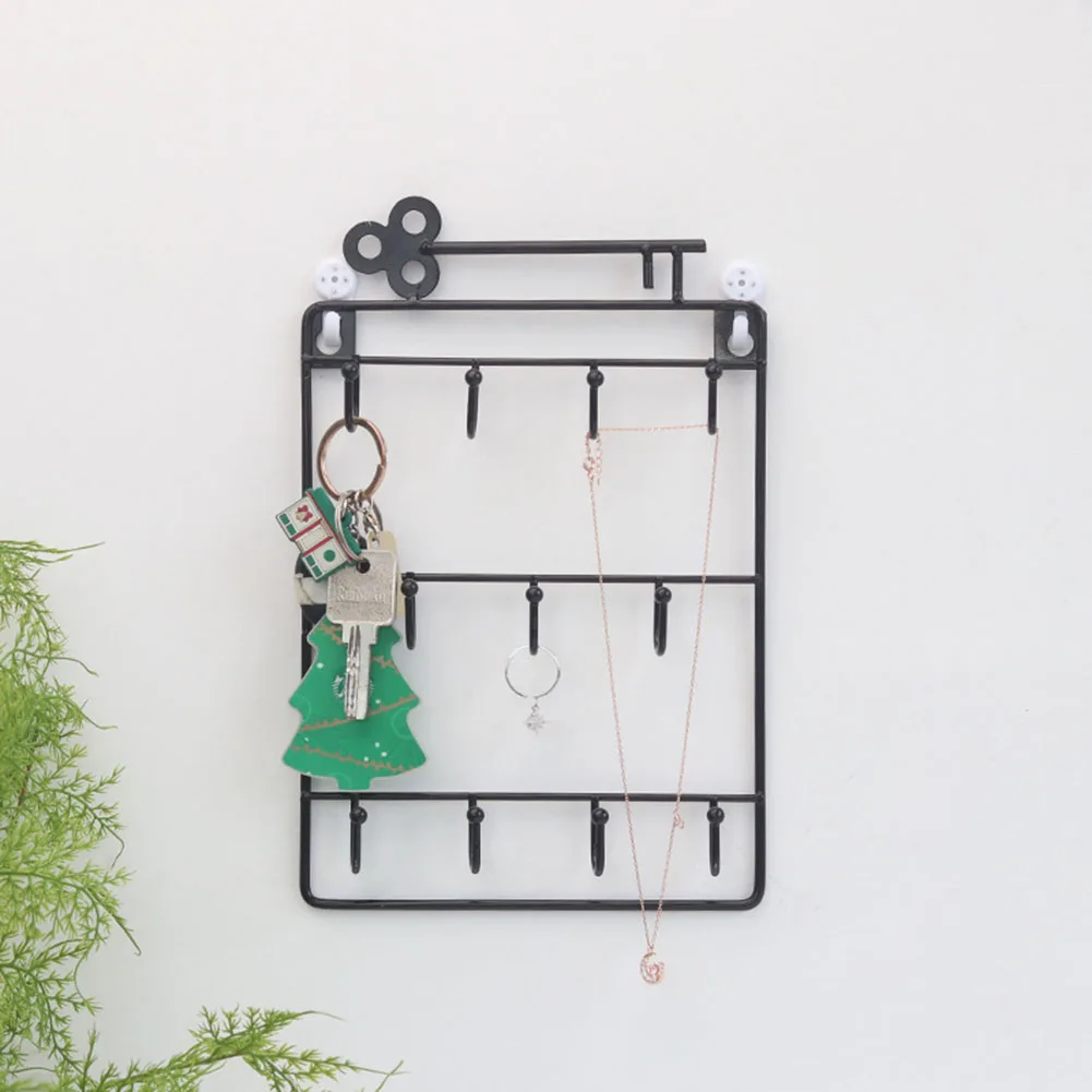 

Modern Style Iron Metal Hook Wall Mounted 11 Hangers Hooks Key Holder Coat Hat Storage Rack Home Decoration Organizer Holder