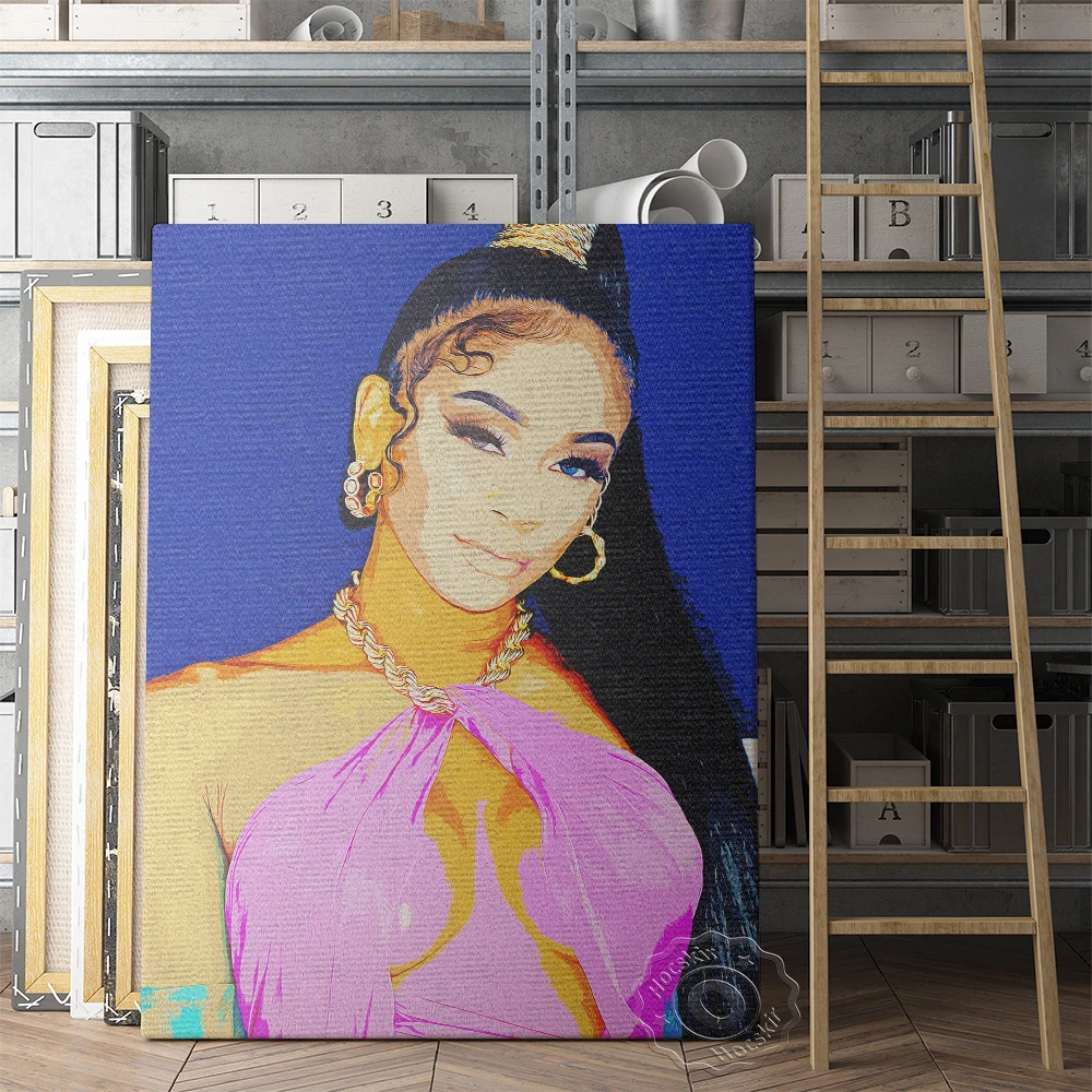 

American Singer Saweetie Prints Art, Long Hair Elegant Goddess Wall Picture, Fashion Woman Portrait Poster, Saweetie Fans Gift