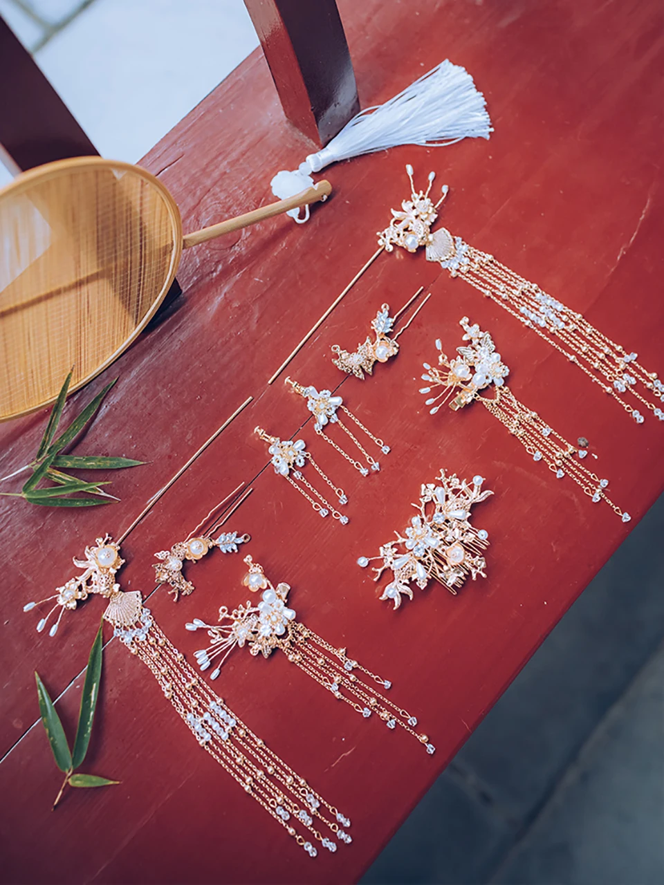 Hanfu головной убор шпилька свадебные головные уборы древний ветер цветок жемчуг ручной работы аксессуары для волос полный набор аксессуаров