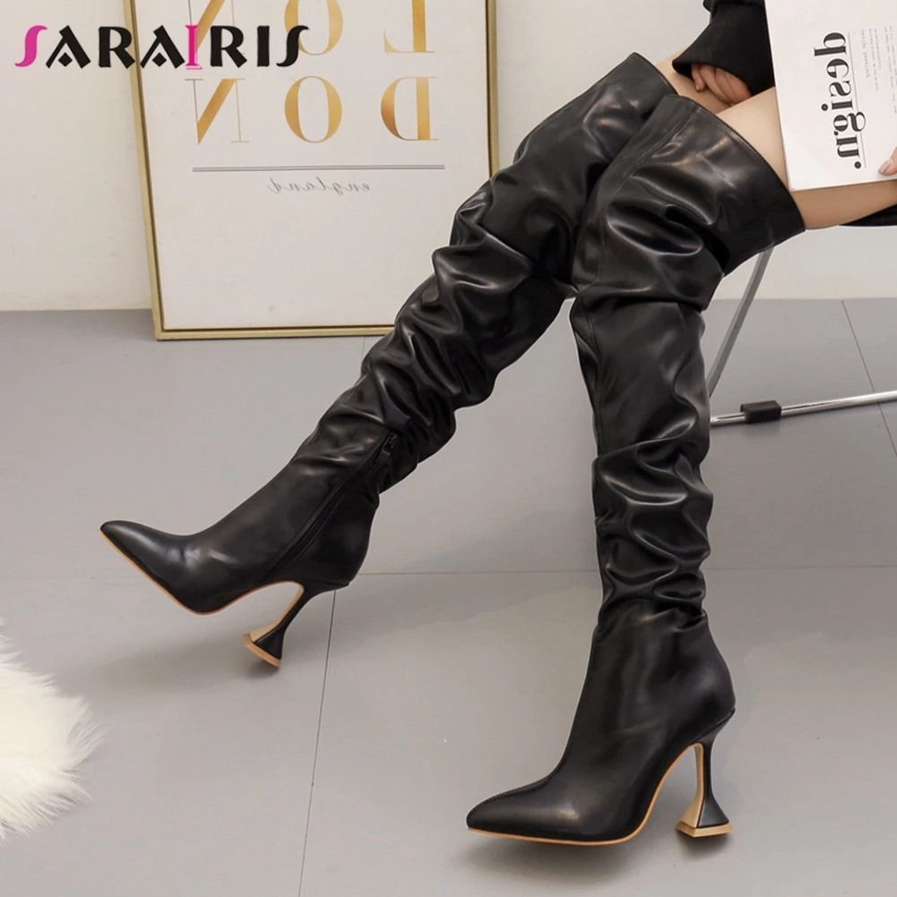 

SARAIRIS New Fashion Female 2020 Boots Over The Knee Boots Women Pointed Toe Strange Style High Heels Thigh High Shoes Woman