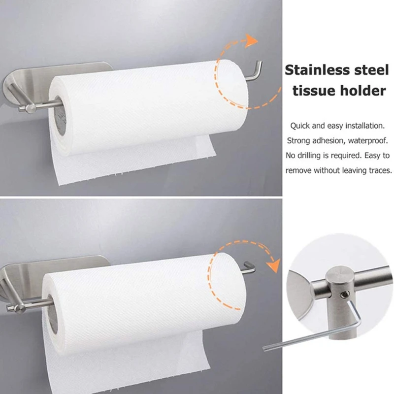 

Kitchen Self-adhesive Under Cabinet Paper Roll Rack Towel Holder Tissue Hanger